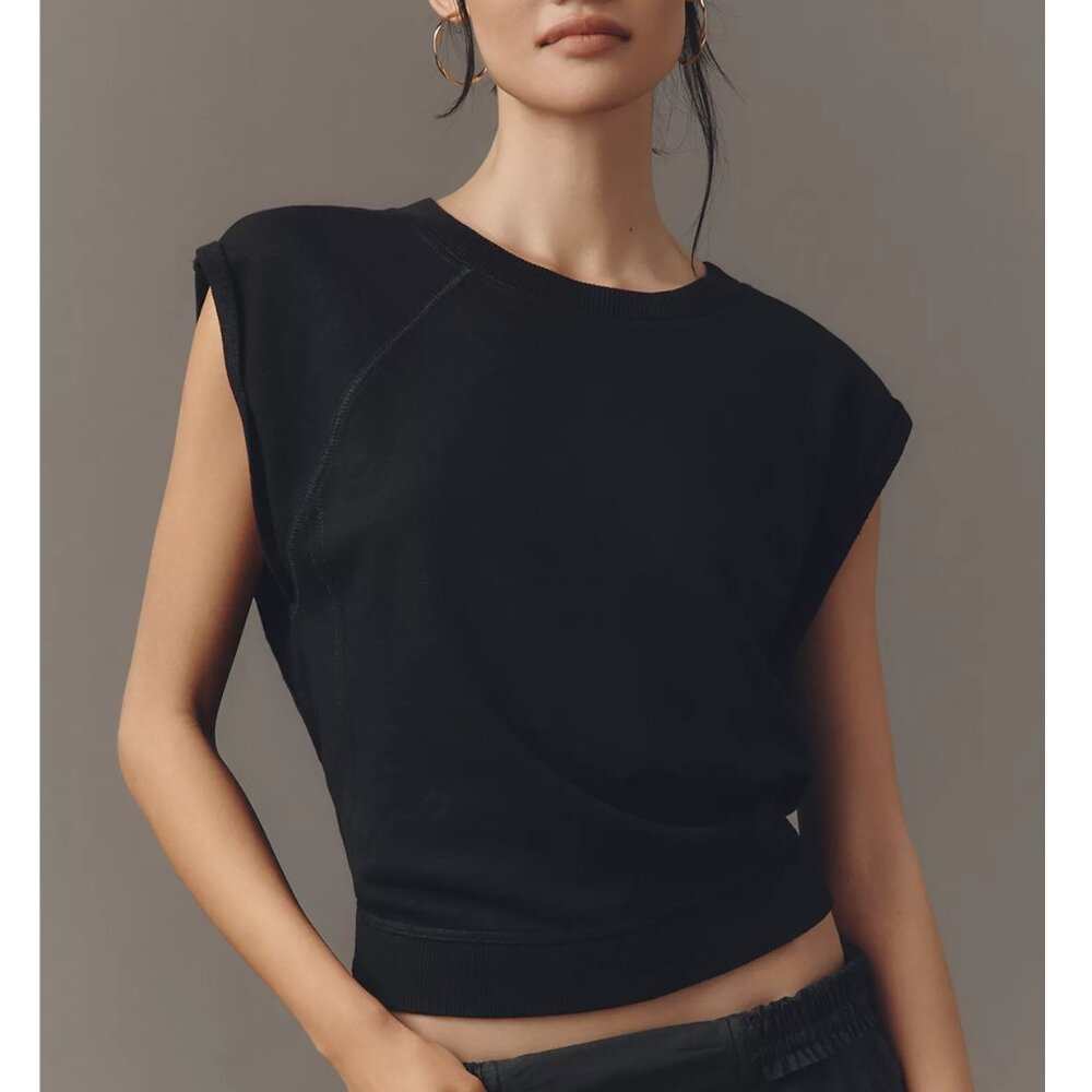 Anthropologie Pilcro Muscle Pullover Sweatshirt Black L